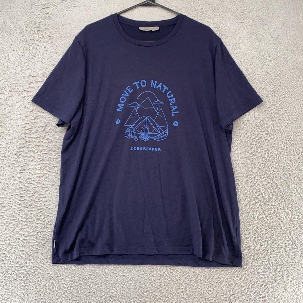 Icebreaker Merino Wool Shirt Mens XL Move To Natural Camping Graphic Tee Outdoor